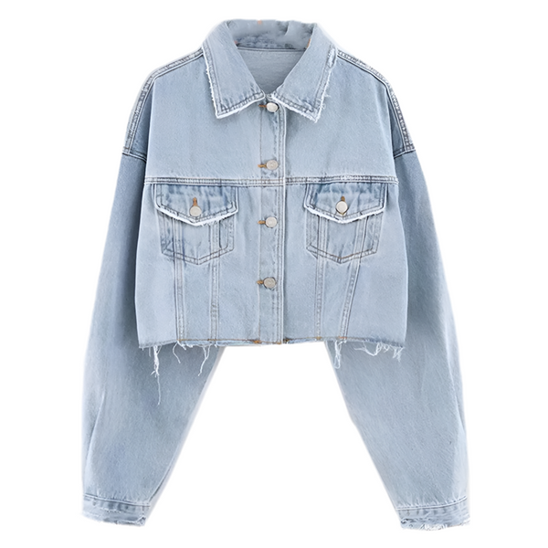 Giacca in denim cropped con effetto scucito