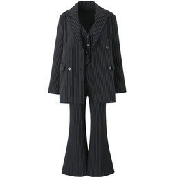 Blazer oversize nero a righe bianche