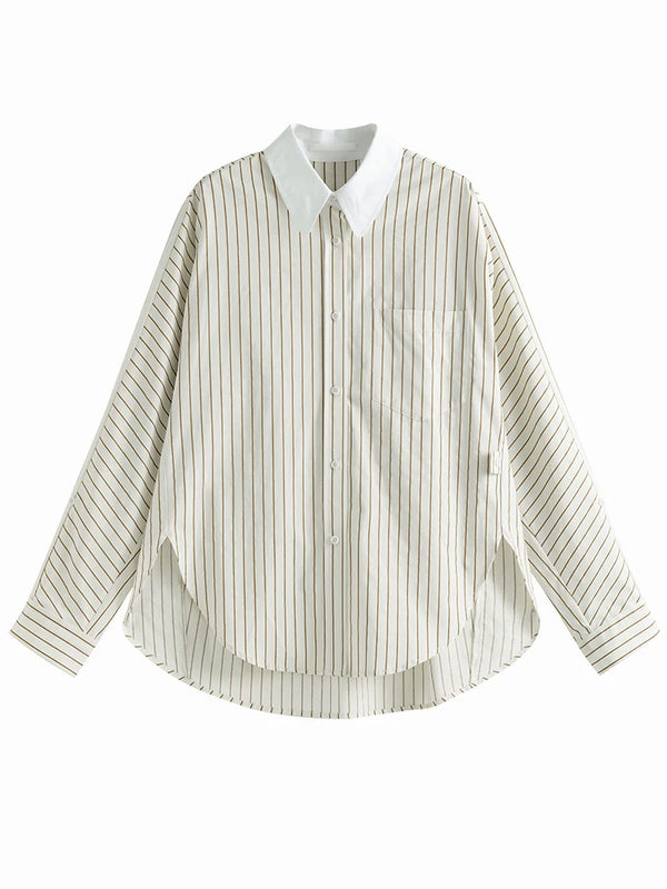 Camicia a righe con colletto bianco