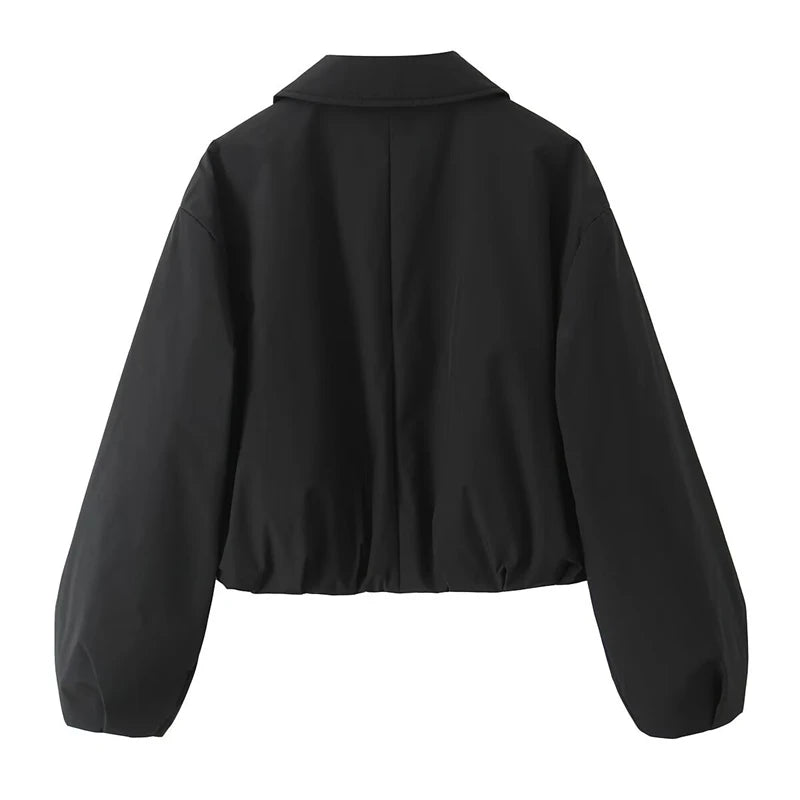 Giacca bomber cropped con colletto nera