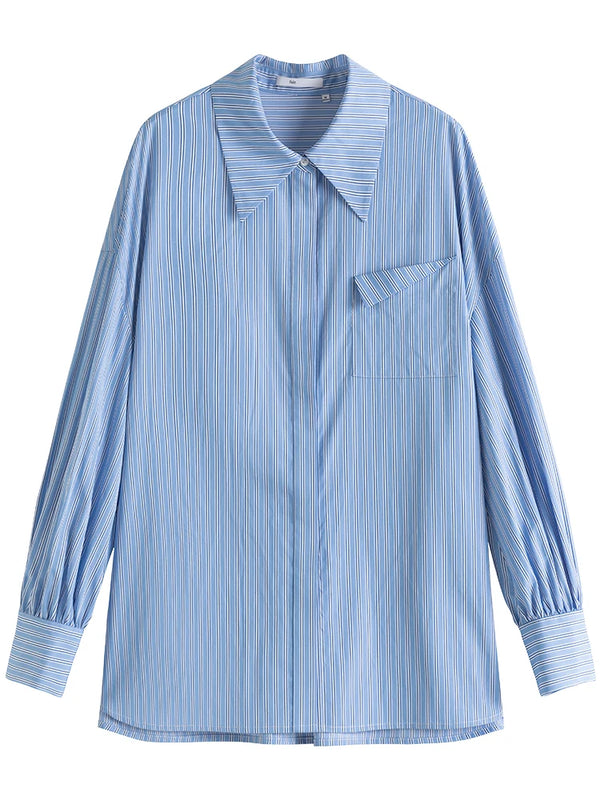 Camicia oversize a righe blu