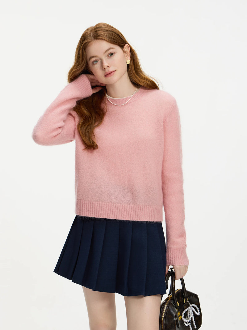 Maglione cropped mohair maniche con decorazione